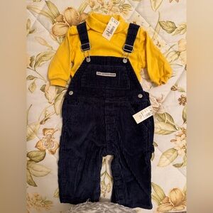 Children’s Place navy blue corduroy overalls/turtleneck onesie size 6-9 months
